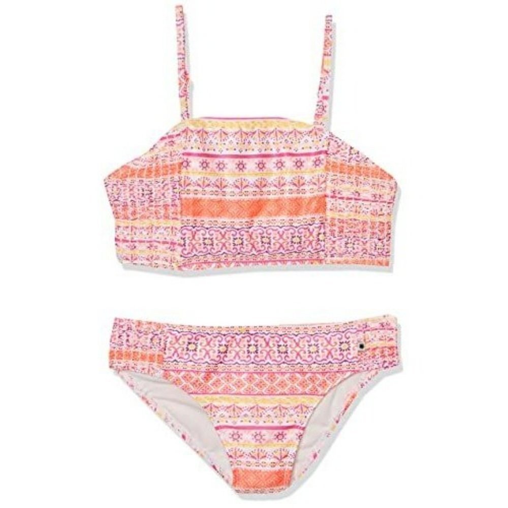 Lucky Brand Girl's Medium Bright Tile Print 2 Piece Bikini Swimsuit Set